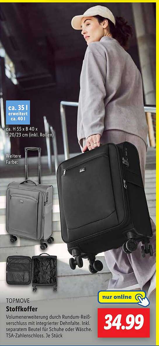 TOPMOVE Stoffkoffer - ca. 35 l, erweiterbar auf ca. 40 l
