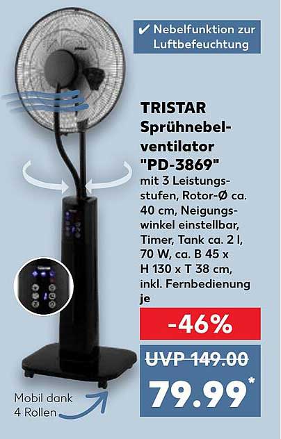 TRISTAR Sprühnebelventilator 'PD-3869'