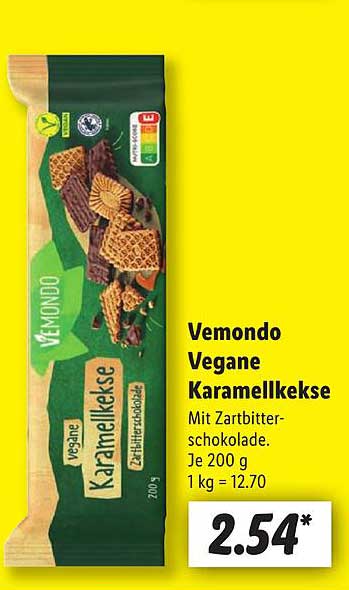 Vemondo Vegane Karamellkekse mit Zartbitterschokolade