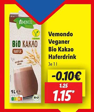 Vemondo Veganer Bio Kakao Haferdrink 1L