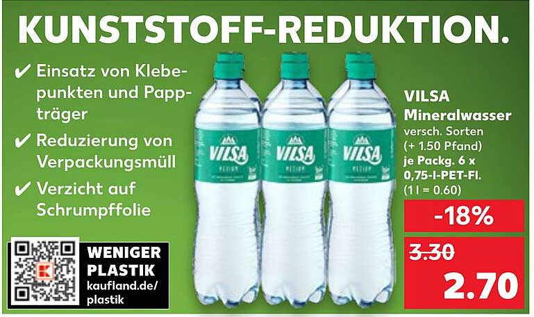 VILSA Mineralwasser – 6er Packung für 2,70€