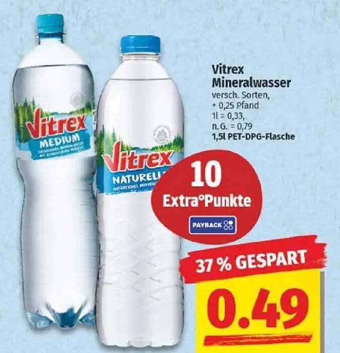 Vitrex Mineralwasser 1,5l - Jetzt nur 0,49 €