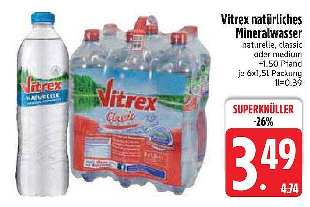 Vitrex natürliches Mineralwasser - 6er Pack