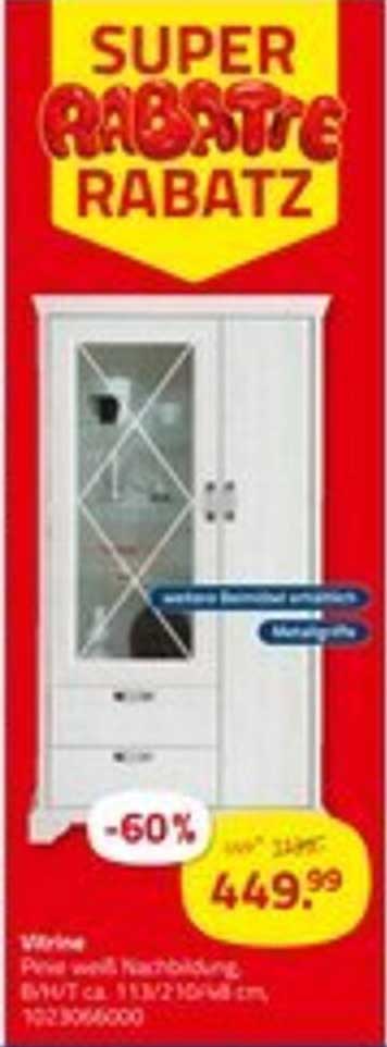 Vitrine Pinie weiß Nachbildung