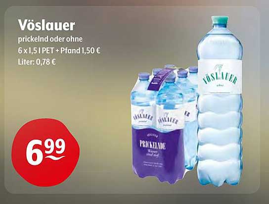 Vöslauer Mineralwasser 6 x 1,5 l PET – prickelnd oder ohne
