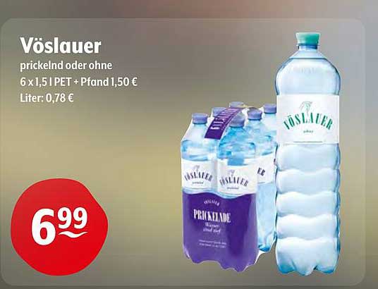 Vöslauer Mineralwasser 6 x 1,5 l (prickelnd oder ohne)