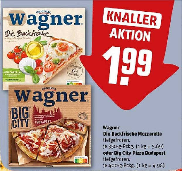 Wagner Die Backfrische Mozzarella oder Big City Pizza Budapest tiefgefroren