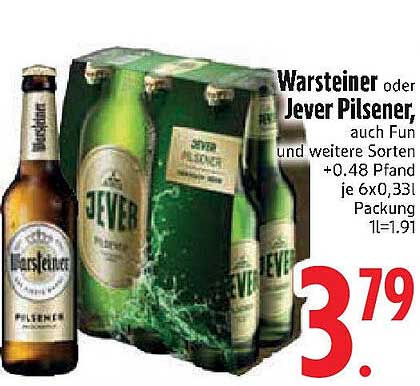 Warsteiner oder Jever Pilsener, auch Fun und weitere Sorten