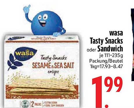 wasa Tasty Snacks oder Sandwich je 111–235g