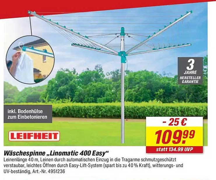 Wäschespinne „Linomatic 400 Easy“ von Leifheit
