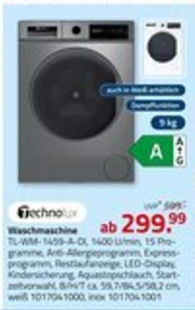 Waschmaschine TL-WM-1469-R-DL, 9 kg, A+++, 15 Programme