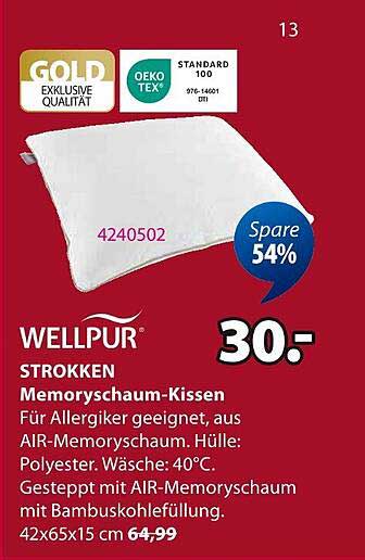 WELLPUR Strokkken Memoryschaum-Kissen