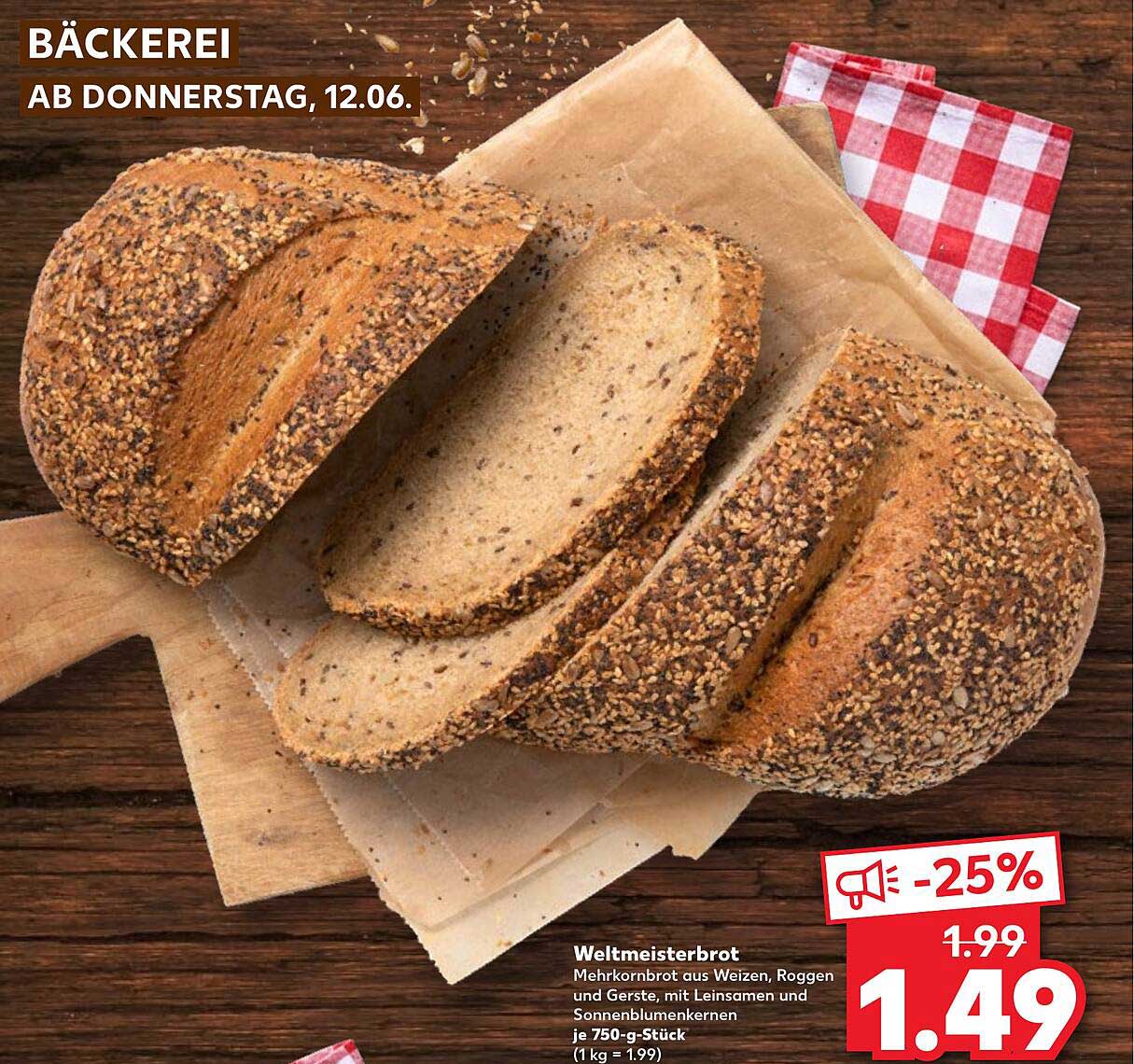 Weltmeisterbrot - Mehrkornbrot aus Weizen, Roggen und Gerste