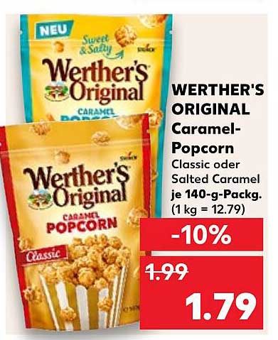 WERTHER'S ORIGINAL Caramel-Popcorn Classic oder Salted Caramel 140-g-Packung