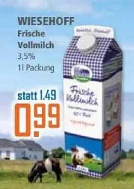 WIESEHOFF Frische Vollmilch 3,5%, 1l Packung