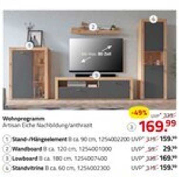 Wohnprogramm aus Eiche Nachbildung/anthrazit