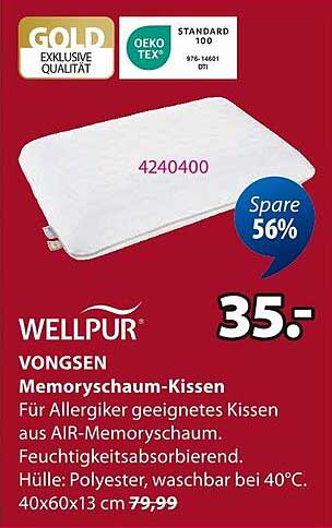 WONGSEN Memoryschaum-Kissen von WELLPUR