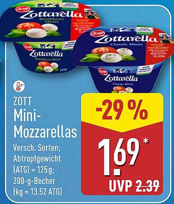 ZOTT Mini-Mozzarellas - Verschiedene Sorten im Angebot