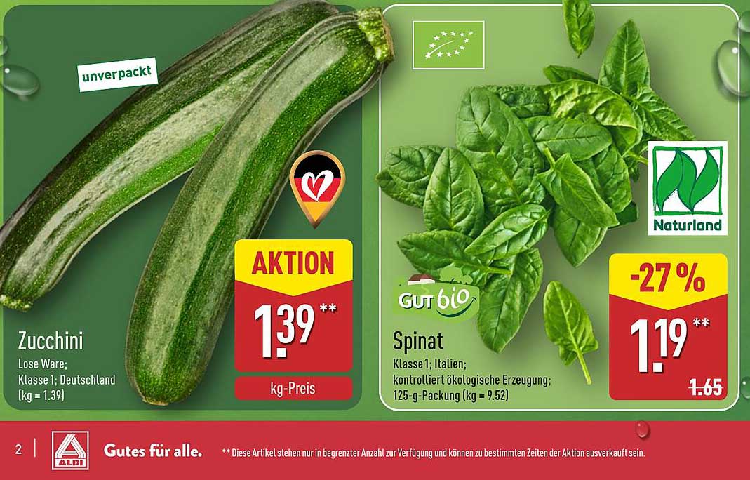 Zucchini und Spinat – Frisches Gemüse zum Aktionspreis!