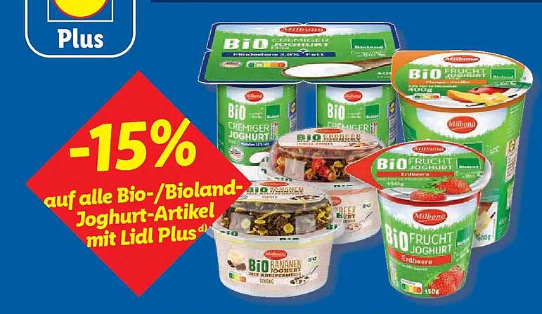 -15% auf alle Bio-/Bioland-Joghurt-Artikel mit Lidl Plus
