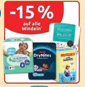 -15 % auf alle Windeln*