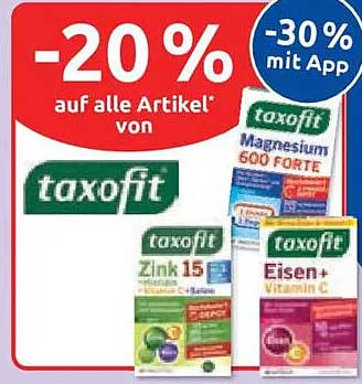 -20 % auf alle Artikel* von taxofit