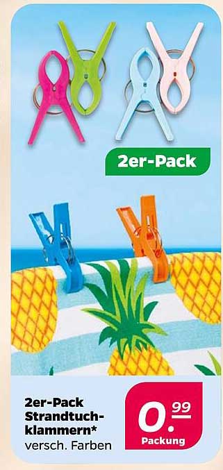 2er-Pack Strandtuch-klammern* versch. Farben