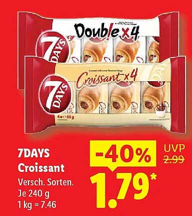7DAYS Croissant Versch. Sorten. Je 240 g