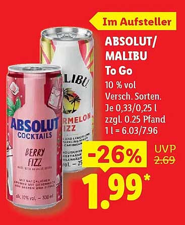 ABSOLUT/ MALIBU To Go