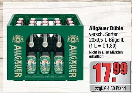 Allgäuer Büble versch. Sorten 20x0,5-L-Bügelfl. (1 L = € 1,80)