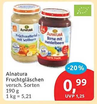 Alnatura Fruchtgläschen versch. Sorten 190 g