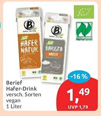 Berief Hafer-Drink versch. Sorten vegan 1 Liter