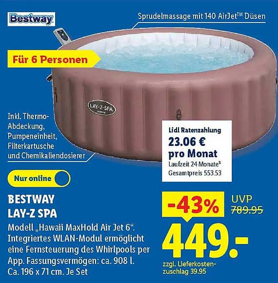 BESTWAY LAY-Z SPA Modell „Hawaii MaxHold Air Jet 6“