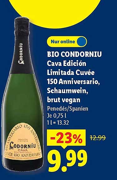 BIO CONDORNIU Cava Edición Limitada Cuvée 150 Aniversario, Schaumwein, brut vegan