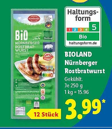 BIOLAND Nürnberger Rostbratwurst