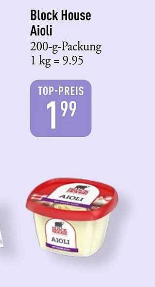 Block House Aioli 200-g-Packung 1 kg = 9.95