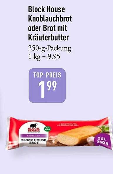 Block House Knoblauchbrot oder Brot mit Kräuterbutter