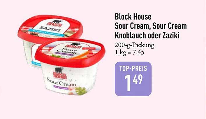 Block House Sour Cream, Sour Cream Knoblauch oder Zaziki
