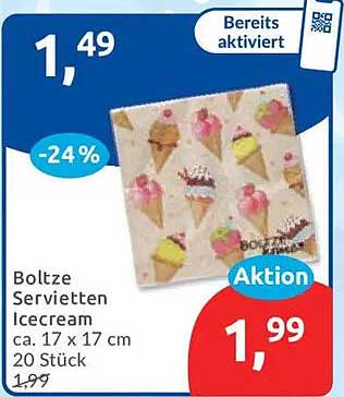 Bolze Servietten Icecream ca. 17 x 17 cm 20 Stück