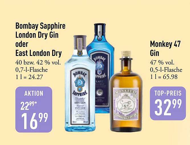Bombay Sapphire London Dry Gin oder East London Dry