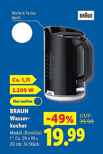 BRAUN Wasserkocher Modell „Breakfast 1“