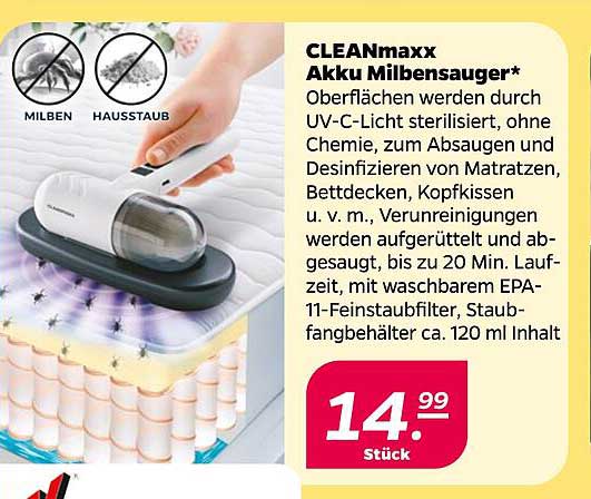 CLEANmaxx Akku Milbensauger*