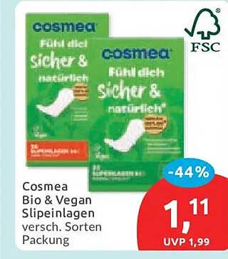 Cosmea Bio & Vegan Slipeinlagen versch. Sorten Packung