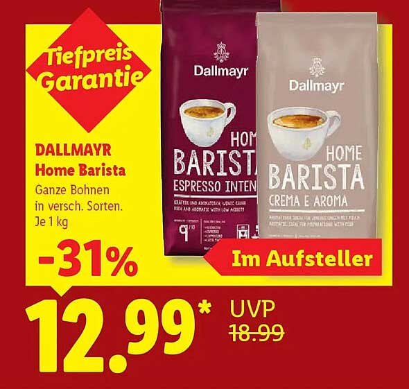 DALLMAYR Home Barista Ganze Bohnen in versch. Sorten. Je 1 kg