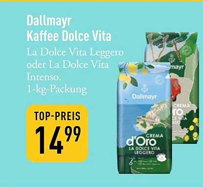 Dallmayr Kaffee Dolce Vita La Dolce Vita Leggero oder La Dolce Vita Intenso, 1-kg-Packung
