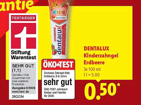 DENTALUX Kinderzahngel Erdbeere