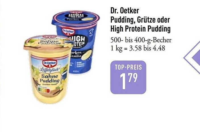 Dr. Oetker Pudding, Grütze oder High Protein Pudding