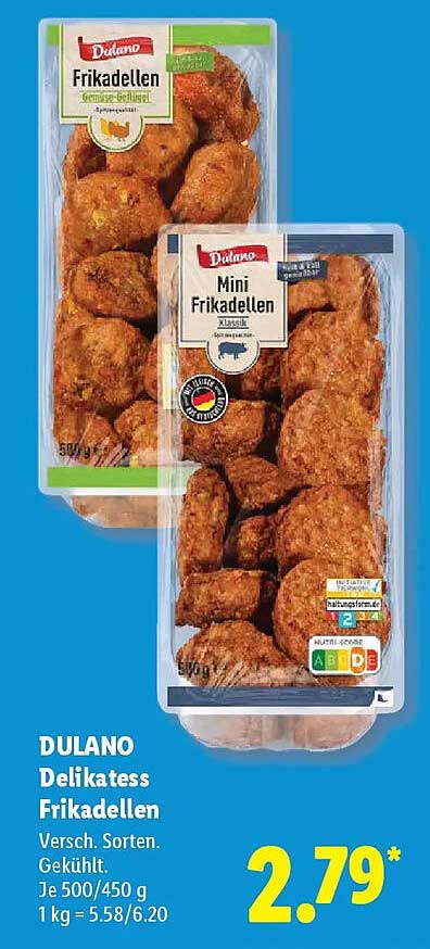 DULANO Delikatess Frikadellen Versch. Sorten. Gekühlt. Je 500/450 g