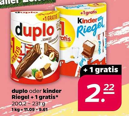 duplo oder kinder Riegel + 1 gratis*