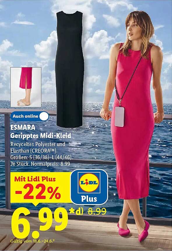 ESMARA Geripptes Midi-Kleid